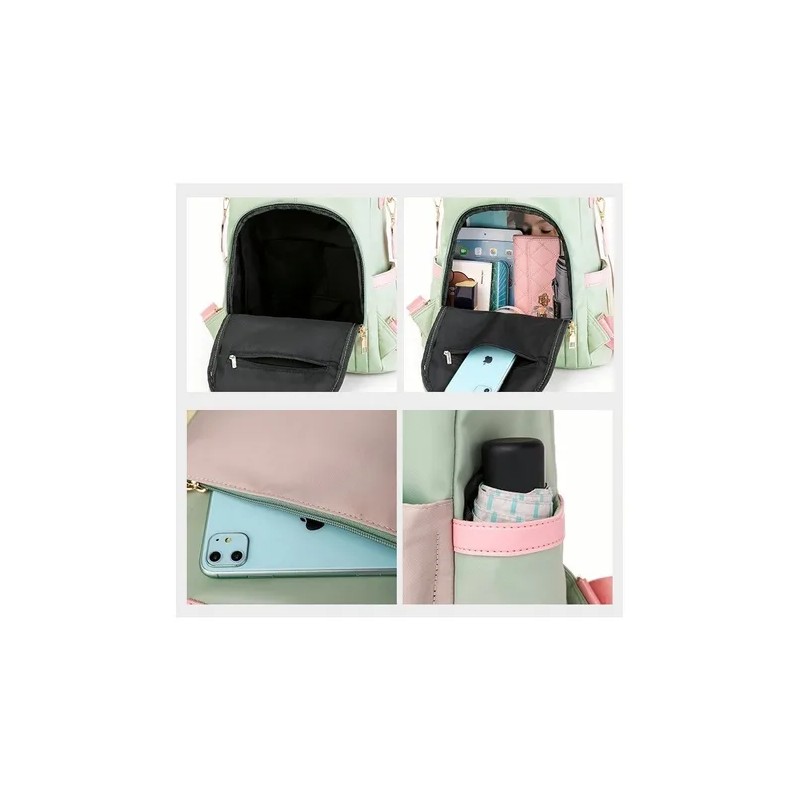 Mochila Antirrobo Impermeable de Moda para Mujer Color Verde Claro