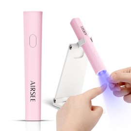 AIRSEE Mini Handheld UV Light for Gel Nails with Stand,Portable Rechargeable Nail Lamps,2 Timers for Fast Nail Extension,Rhinestone Glue Decoration,Gel Nail Strips at Home,Travel(Pink)