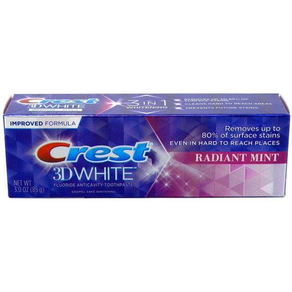 Crest Toothpaste 3 Ounce 3D White Radiant Mint (Pack of 3)