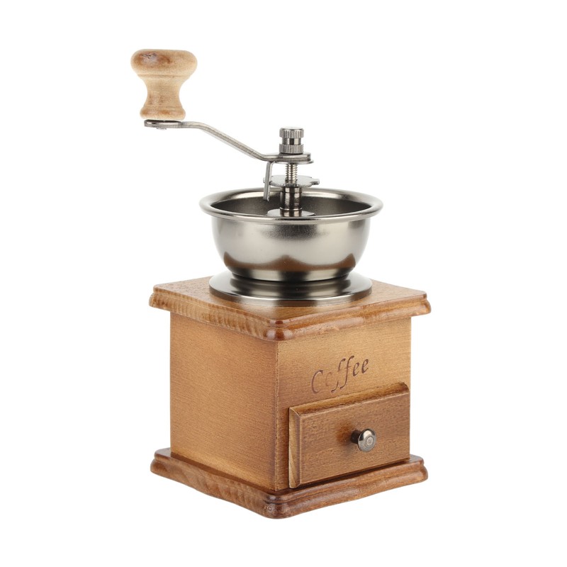 Manual Coffee Bean Grinding Machine Solid Wood and Metal Vintage