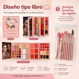 5 En 1 Paleta Sombras, Gloss, Iluminador, Rubor Y Contorno