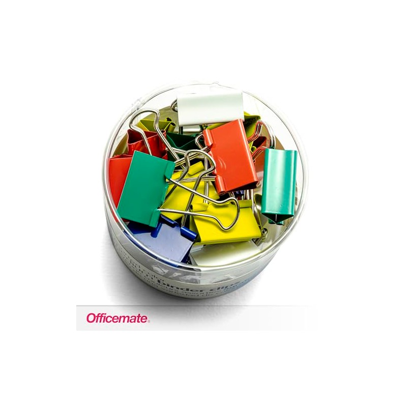 Officemate 31029 Binder Clips, Medium, Pack of 24, Assorted Colors