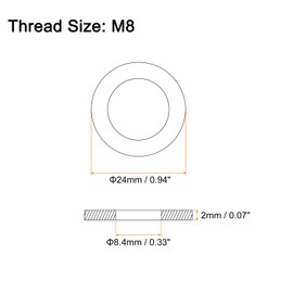 uxcell 50Pcs M8 Flat Washer, Carbon Steel 8.4mm ID x 24mm OD x 2mm Thick for Bolt Screw, Factories Repair, Kitchens, Shops, and Outdoor Construction, Black