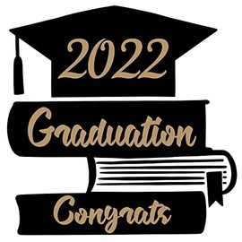 Congratulations to the New Batch of Graduates with Mortarboard Hat Art Creative Design for Congratulatory Banner Wall Decoration - Class of 2022 with Graduation Hat Artwork Design for Graduating Students Vinyl Wall Decal - 20" x 20"