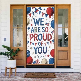 WOOHOOROO 4th of July Patriotic Porch Decoration,American Flag Wall Hanging Banners For Outdoor Welcome Sign Independence Day 35.4"x70.9"