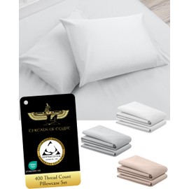 THREADS OF EGYPT 100% Egyptian Cotton Pillowcase Set | 400 Thread Count | CEA Gold Seal Certified | Ultra Soft | Cooling for Hot Sleepers | Set of 2 Pillowcases | King Size [White]