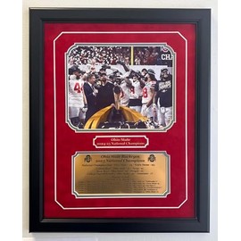 Ohio State 2024-25 National Champions 8x10 Photo professionally framed and double matted with an engraved nameplate with season game results (Black)