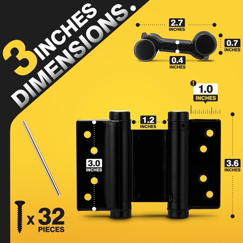 KOLET Double Action Door Hinges, 3 Inches Swinging Door Hinges,