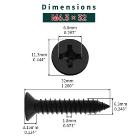 #14 x 1-1/4" Flat Head Wood Screws (25 pcs), 18-8 (304) Stainless Steel, Phillips Drive Flat Head Self Tapping Screws, Black Oxide Coated Sheet Metal Screws, Fayeploo (with Phillips Driver Bit)