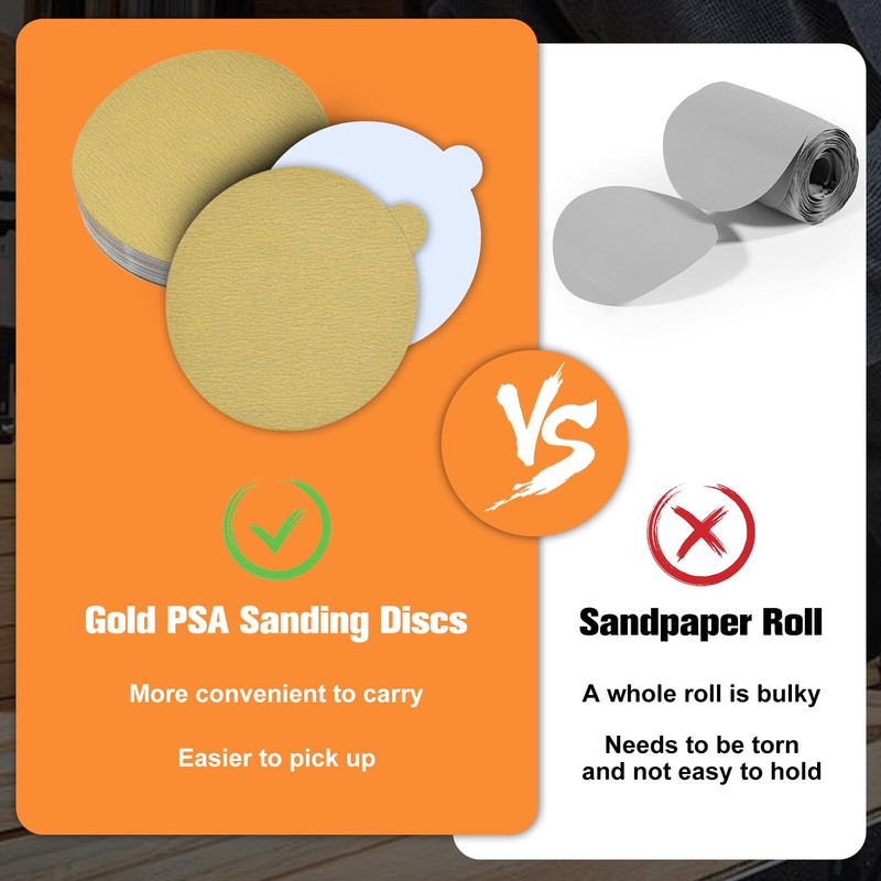 SPEEDWOX 50PCS 6" Gold PSA Sanding Discs, 320 Grit Aluminium