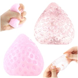Squishy Anti-Stress Toy, Squeeze Toy, Strawberry Stress Relief Toy, Cute Strawberry Squishy Stress Balls, Soft Strawberry Squeeze Toys, Stress Relief, Fidget Toys for Children and Adults (Pink)