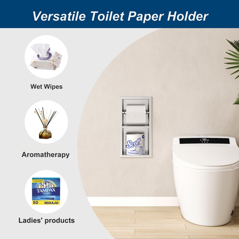 Neodrain Brushed Toilet Paper Holder, Contemporary Hotel Style Pivoting in