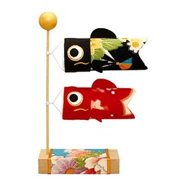 Ryukodo Stand Carp Streamer (Crepe Japanese Pattern), Gold, White, Yellow, Red, Purple, Green, Light Blue, Black, Etc. Approx. Depth 1.4 x Width 4.1 x Height 6.0 inches (3.5 x 10.3 x 15.3 cm)