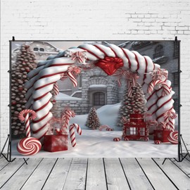 Christmas Backdrop Winter Snow Candy Land Christmas Tree Kids Family Party Portrait Decoration Backdrop Photo Studio9x6FT