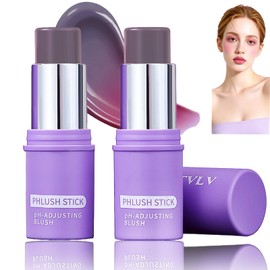 Dulele 2PCS Cream Blush Stick pH-Activated, Blush Multi-Use Stick Hydrating Tinted Cream Blush Stick for Cheeks, Lips and Eyes Nourish Soften Blush Balm Stick