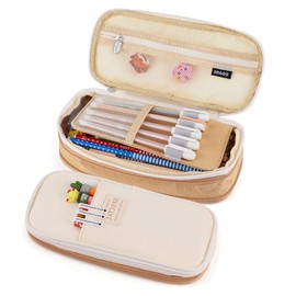 iSuperb Pencil Case Large Capacity Student Pencil Bag Canvas Pencil Pouch Girls Women Stationery Storage Bag Double Zipper Pencil Organizer High School Office Students Teens Adults
