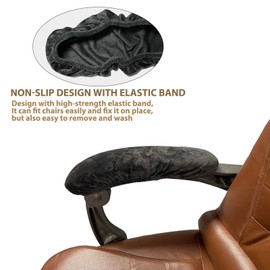 NeColorLife Velvet Office Chair Arm Covers Removable Chair Armrest Covers Stretch Desk Chair Arm Cover Washable Computer Chair Arm Covers Protectors for Office Chairs (Black,2Pcs/Set)