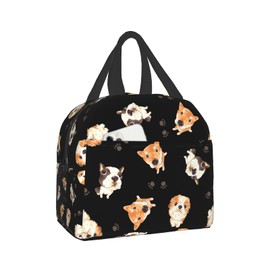 Hulnulnu Cute Dogs Lunch Bag Insulated,Cartoon Animal and Paw Print Thermal Lunchbox Tote Meal Cooler Back to School Gift for Girls Boys Adult Work Travel Picnic Camping Outdoor