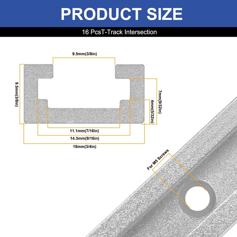 SeekLiny 16PcsT-Track Intersection for Woodworking with Screws,Double-Cut Jig Profile Universal