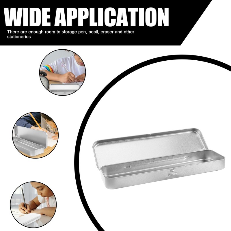 EXCEART Pencil Case Pencil Case Stationery Box Metal Rectangle Single
