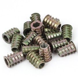 25 Pcs M6 Wood Insert Threaded Inserts, Carbon Steel Furniture Screws with Spanner, Bolt Fastener Connector Hex Socket Drive