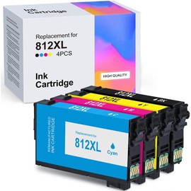 4 Pack Ink Cartridge 812XL Compatible with Epson Workforce Pro WF-3820 WF-3825 WF-4830 WF-4835（1BK1C1M1Y