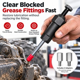 Lubrication Fitting Unclogger for Maintenance – Manual Metal Threaded Service Tool for Garage & Vehicle Repair Tasks