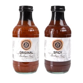 BUTCHER'S MARK Gourmet BBQ Sauce Variety Bundle (2-pack), small batch barbeque sauce, grilling sauces, dipping sauce and marinade, great BBQ gift, glass bottle
