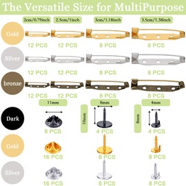 200 Pieces Brooch Bar Pins Butterfly Clutch Pins Blank Pins Set Safety Catch Back Pins Butterfly Clutch Tie Tacks Pin Backs with Blank Pins for Crafts Projects Badge Name Tags Jewelry Supplies