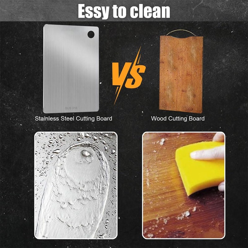 iDopick Stainless Steel Cutting Board, Double Sided Food Grade Cutting