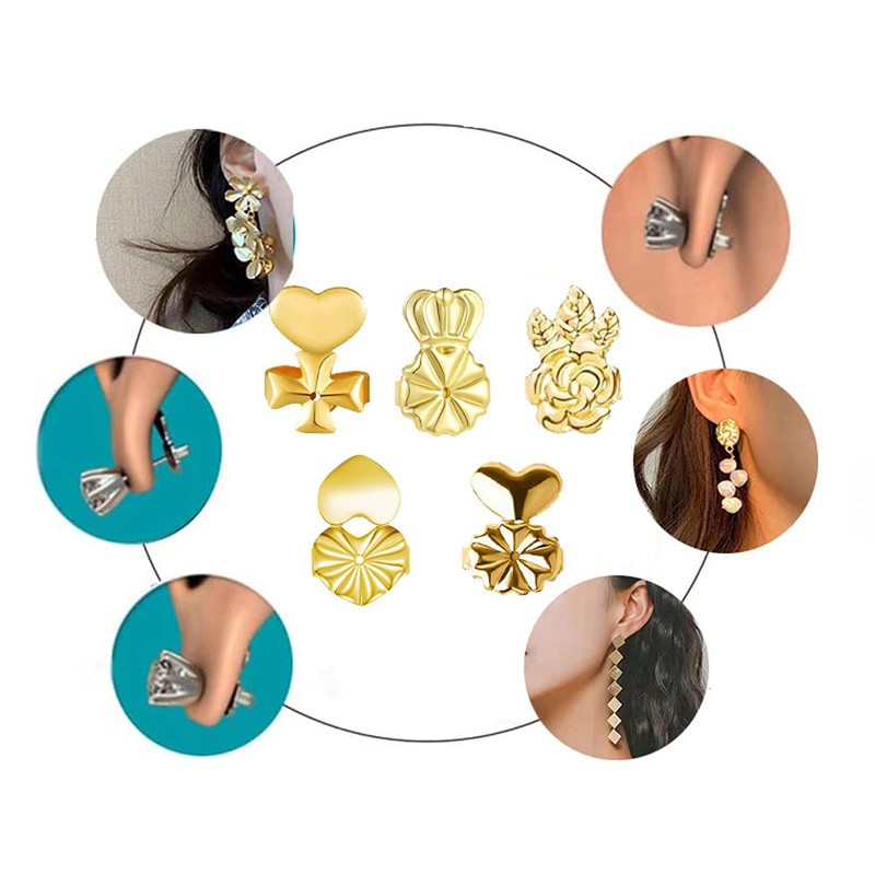 2 Pairs Adjustable Magic Earring Lifters Hypoallergenic Earring Backs Love