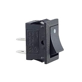 Rocker Switch, Toggle Switch, Device Switch, Mini Rocker Switch 250V 6A 125V 10A AC, KCD1 (6V 9V 12V 24V 125V AC/DC) Black Rocker Rectangular with Point, 19 x 13 mm, 2 Pole On/Off