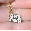 Gold Girl Power GRL PWR Charm Zipper Pull &Keychain Add
