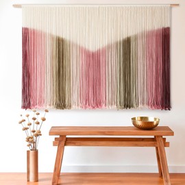 Large Macrame Wall Hanging Boho Wall Decor Large Scale Tie-Dye Yarn Living Home Room Boho Wall Decor for Bedroom Home Wall Art 57" W x 35" L