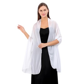Bomiclss Shawls and Wraps,Sheer Soft Chiffon Shawls and Wraps for Women, 200 * 70 cm Fashion Shawl for Weddings Bridal Bridesmaids Proms Parties Evening Party Dresses Travel Scarf (White)