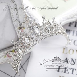 Jovono Wedding Rhinestone Tiara Crowns Silver Princess Crystal Headband Accessories for Women and Girls