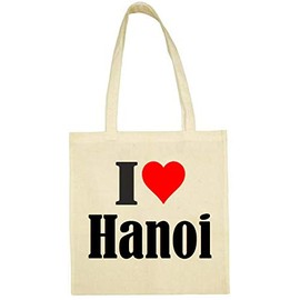 Reifen-Markt Tasche I Love Hanoi Größe 38x42 Farbe Natur Druck Schwarz
