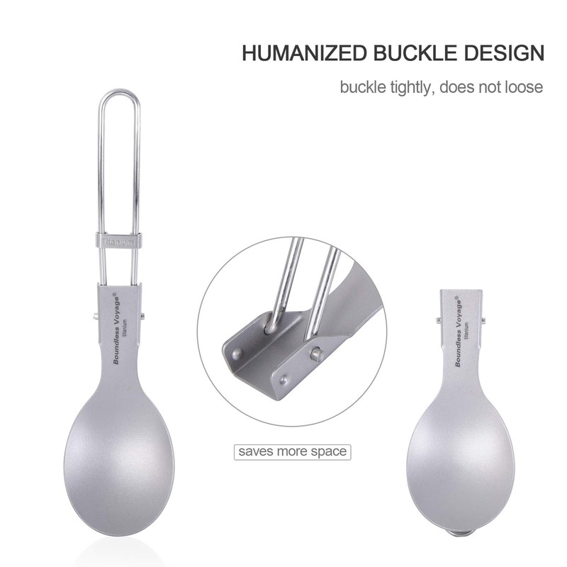 Boundless Voyage Titanium Folding Spoon Spork Fork Set Outdoor Camping