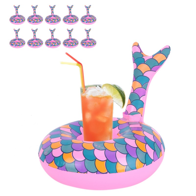 10pcs Inflatable Floating Drink Holders Beverage Cup Coasters for Swimming