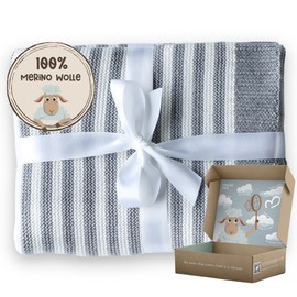 MIRARI Kids Baby Blanket Made of 100% Merino Wool - Baby Wool Blanket 75 x 100 cm - Swaddling Blanket Baby Seat - Baby Cuddly Blanket - Knitted Blanket - Wool Blanket Pram - Baby Gift