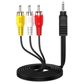 SZMXUCK 3.5mm to RCA Camcorder Handycam AV Audio Video Output Cable, 1/8" TRRS to 3 RCA Male Plug AUX Cable Cord for TV,Smartphones,MP3, Tablets,Home Theater,Speakers- (5ft/1.5m)