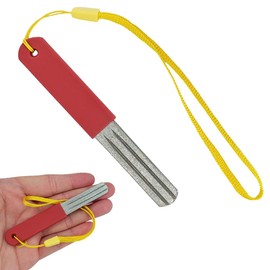 Acoeitl 1Pcs V-Sharp Dart Sharpener with Red Handle Dual Grit Grinding Sharpening Stone for Steel Tip Darts and Fishing Hooks Dart Point Sharpener Reduce Burrs Keep Tips Sharp Darts Accessories