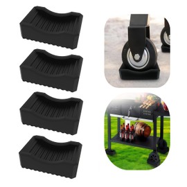 Anti-Slip Caster Cups for Furniture & BBQ Grills, Stackable Silicone Non-Slip Pads for Wheels or Legs, Floor Protector for Indoor/Outdoor Use (4-Pack, Black)