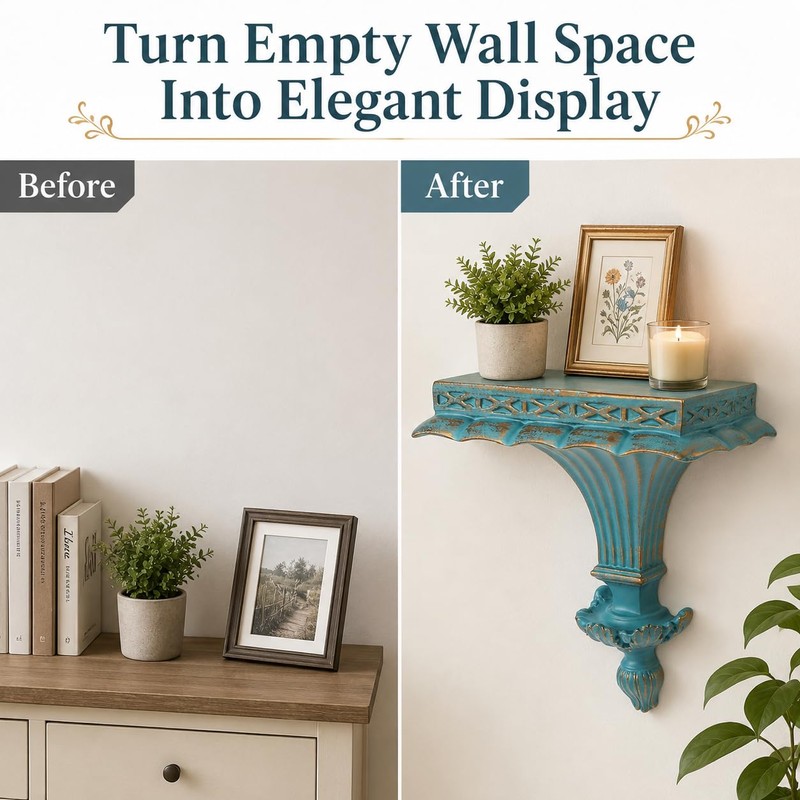 DECHOUS Small Vintage Floating Wall Shelf, European Style, 5.8x3.5x7 Inch