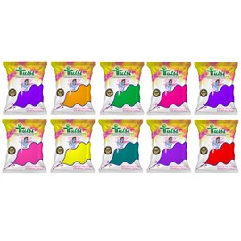 Tulsi - Assorted Color Powder Packets - 2000 gm (200X10 Packets) - Holi Colours for Kids Friends Family - Holi Rang Abir Gift Combo for Celebration