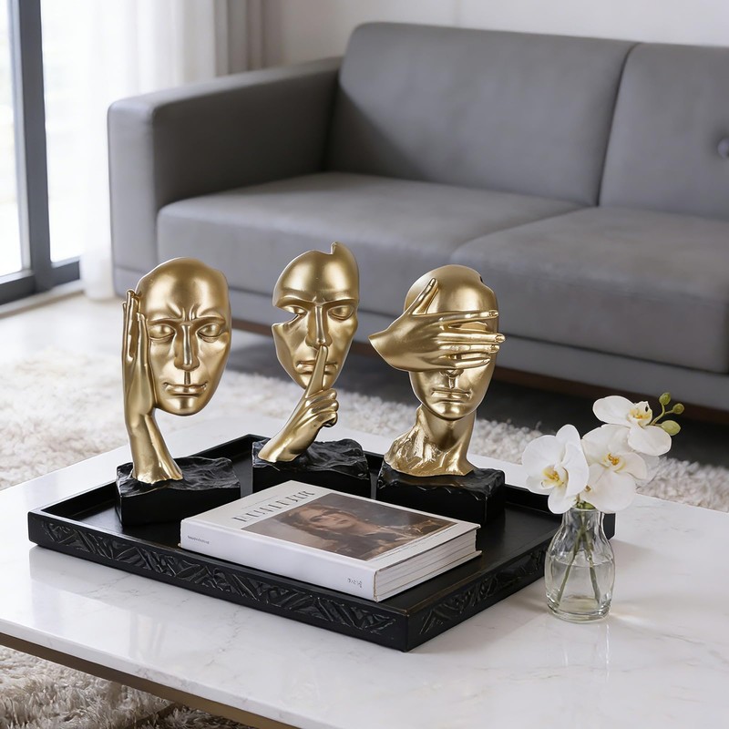 XIAOMAGG Thinker Statue Set of 3 See No Evil Hear
