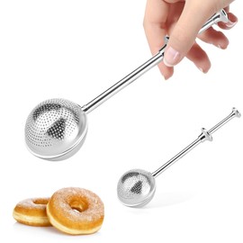 Powdered Sugar Shaker Duster, 2 PCS Sifter for Baking, Flour Duster for Baking, 304 Stainless Steel Powdered Sugar Spring Duster for Baking, Spring-operated Handle for Sugar Flour and Spices