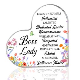 FAFQBING Boss Lady Gifts for Women Best Acrylic Gifts for Boss Woman Office Desk Decoration Sign Inspirational Going Away Present Birthday Ideas for Female Supervisor Gift for Women