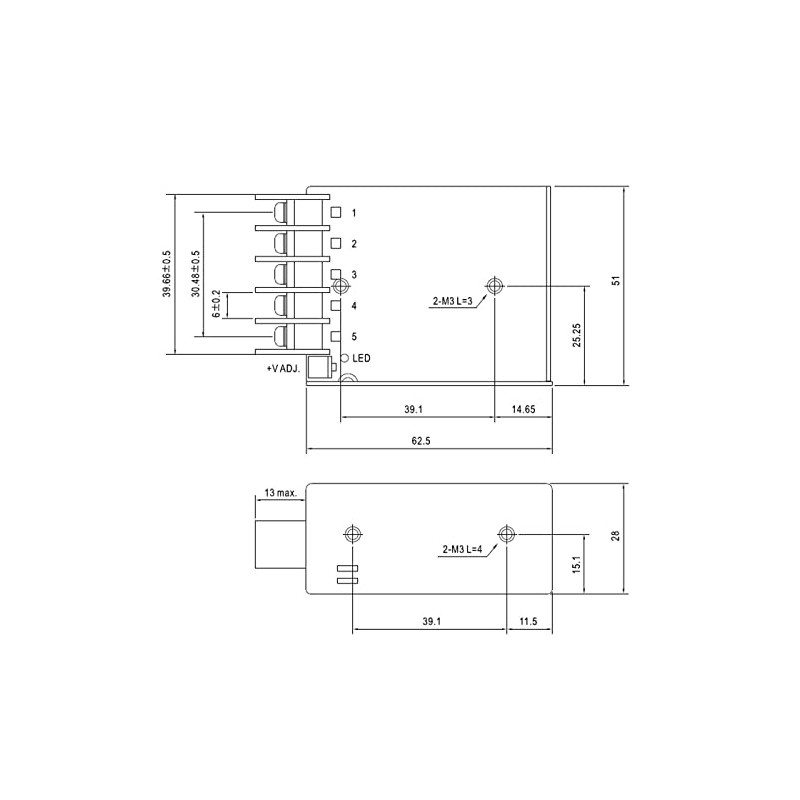 Switching power supply for LED 15W 5V 3A ; MeanWell,