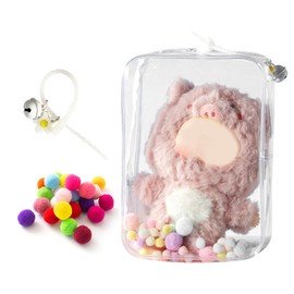 Clumami Plush Pouch, Sewing Pouch, Figure Storage Bag, 8.7 inches (22 cm), Completely Clear, Doll Storage Bag, Includes Removable Key Chain, Hanging Display Bag, Waterproof, Dustproof, Pain Bag